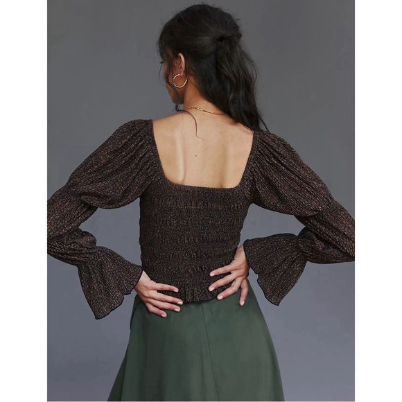 Anthropologie Shimmer Puff-Sleeved Top NWT SZ XLP - Picture 3 of 10